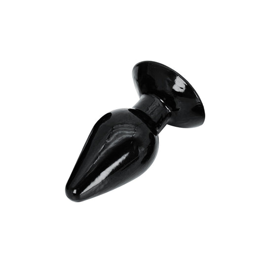 The hidden desire extreme butt plug, medium size, shiny silver-tone finish, 4.3 inches.