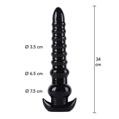 Extra-large silver anal probe from hidden desire, ribbed for your pleasure and exploration.