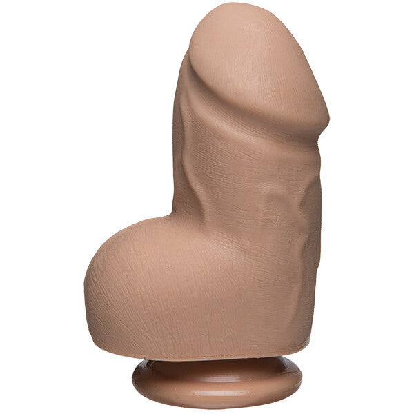 doc johnson six inch vanilla coloured dildo with balls detail, smooth finish
