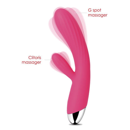 Svakom angel vibrator in pale pink with clitoral stimulator, designed for warming pleasure.