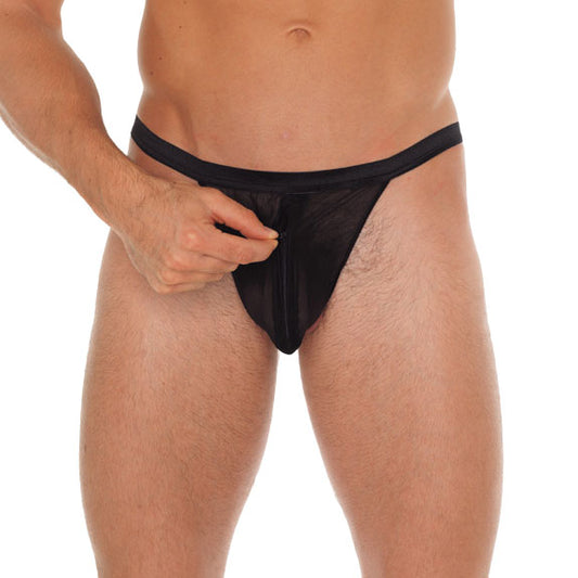 rimba men's black g-string with a supportive pouch, perfect for everyday wear.