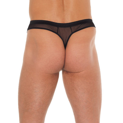 Rimba men's black g-string with a supportive penis sleeve detail for a secure fit