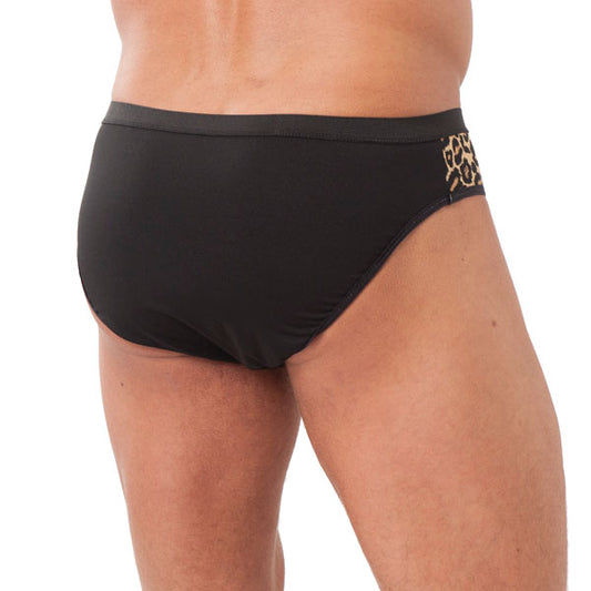 Rimba men's briefs with a vibrant animal print and a practical zip fastening, male underwear