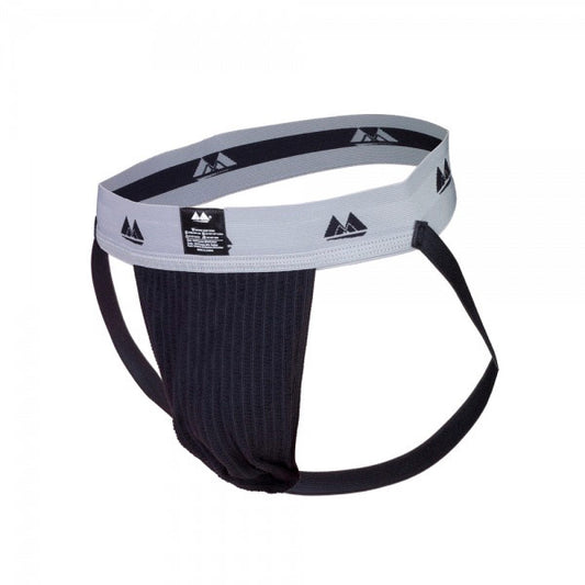 Black Rimba bike jockstrap for men, featuring a comfortable two-inch waistband.