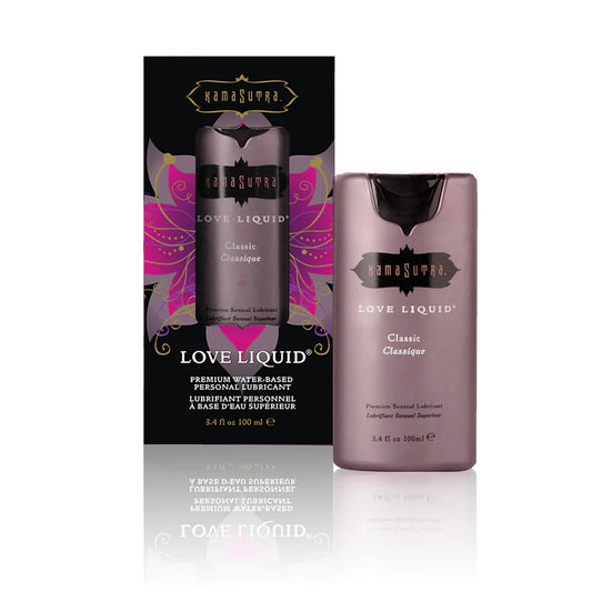Kama Sutra Love Liquid Lubricant 100ml bottle, clear, smooth, for enhanced intimacy.