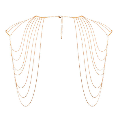 Bijoux Indiscrets Magnifique shoulder jewellery in gold, a glamorous body adornment.