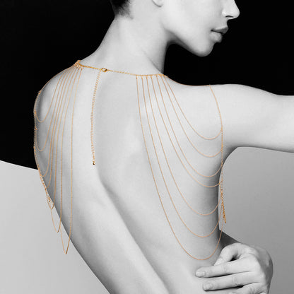 Gold Bijoux Indiscrets magnifique shoulder jewellery, a glamorous body adornment for a night out.