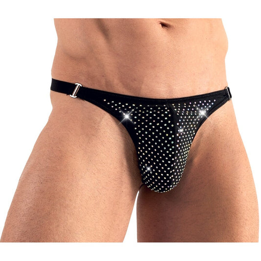 svenjoyment male string underwear with sparkly rhinestones, showcasing a touch of cheeky glamour.