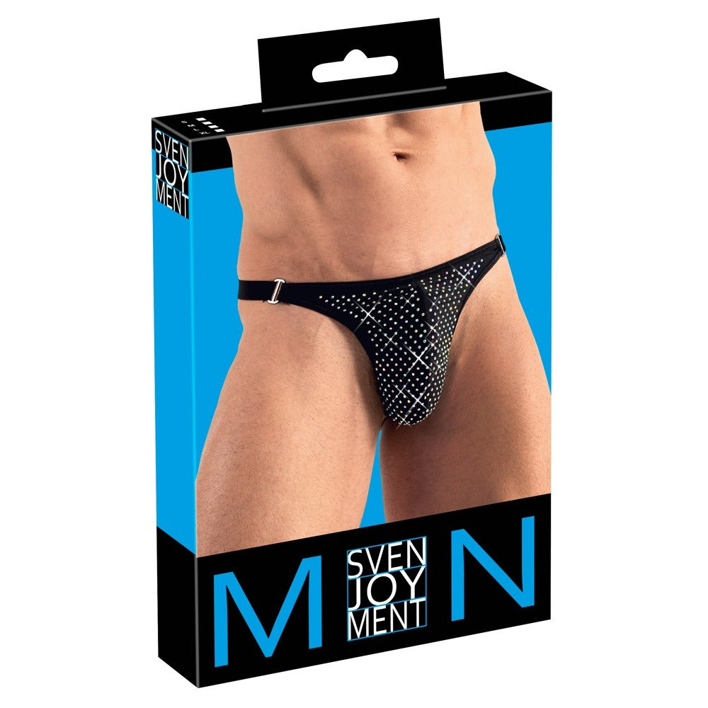 svenjoyment male string with sparkly rhinestones, providing a touch of bling to your underwear drawer.