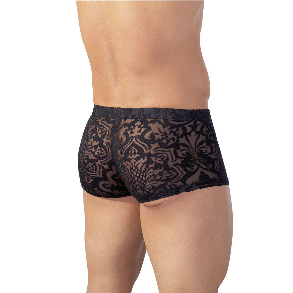 Men's patterned Svenjoyment briefs, close-up showing colourful geometric design, ideal for everyday comfort.