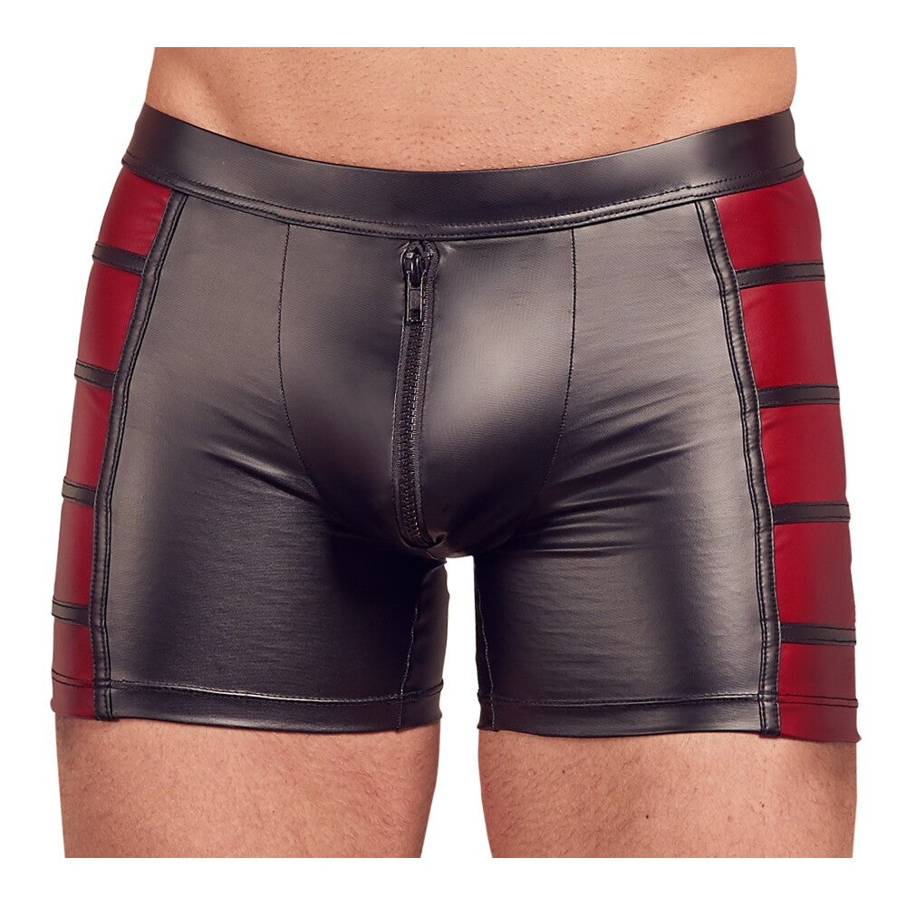 nek matte look trousers in black and red for men, a stylish and modern design.