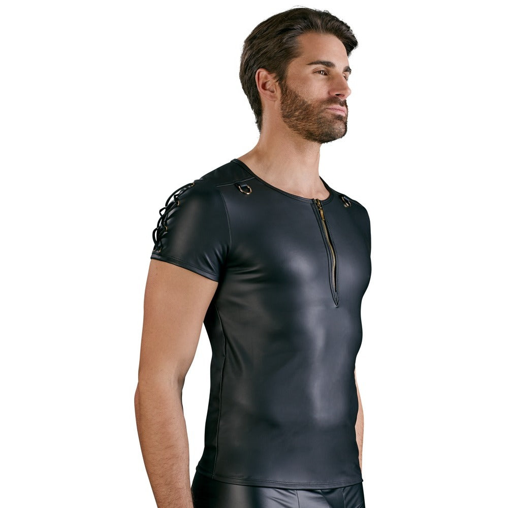 Matt black straight cut shirt for blokes from Various Toy Brands, stylish and dark.