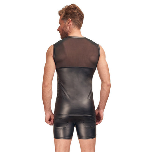 nek matte black shirt for men with distinctive chest harness detail