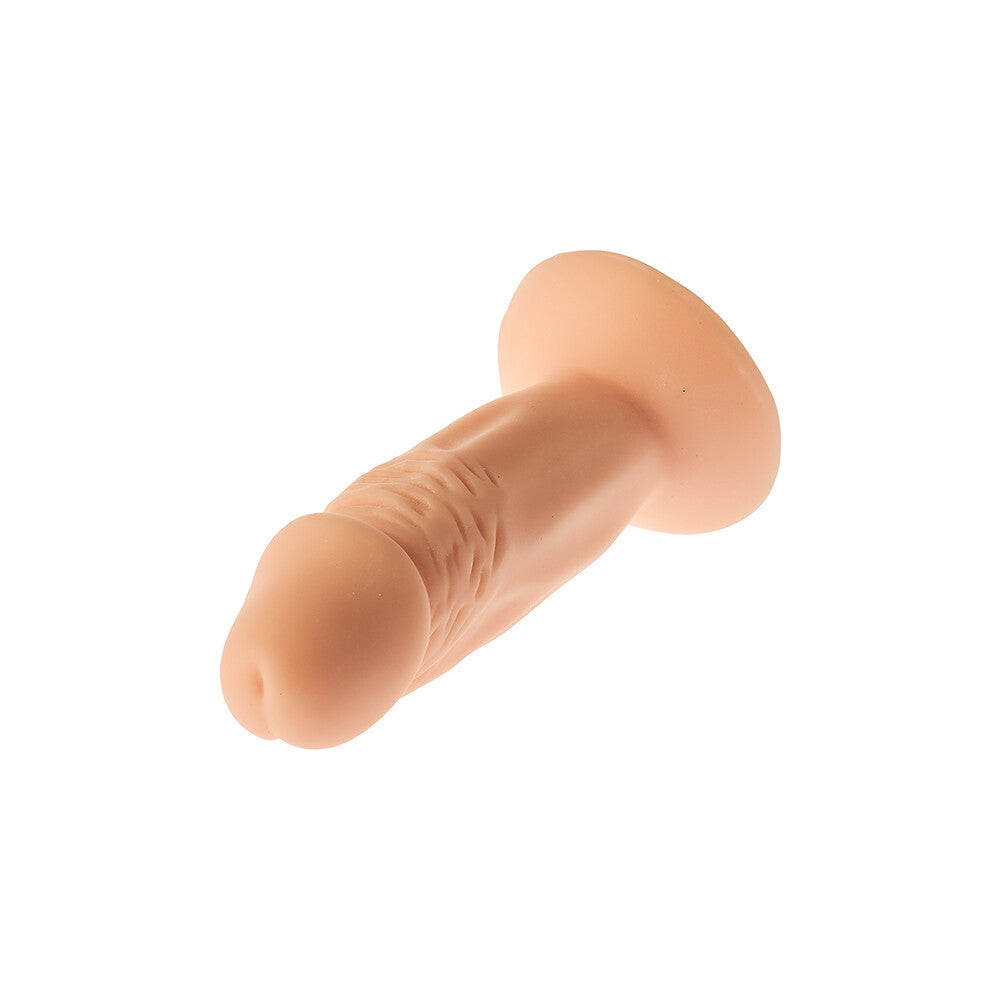 dream toys mister dixx tiny tom dildo, 4.3 inches, realistic penis shape in a skin-tone finish.