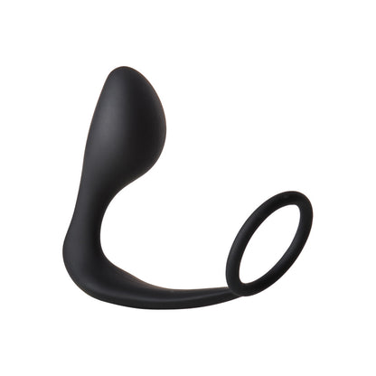 Dream Toys fantasstic anal plug with cockring, smooth black silicone for enhanced pleasure.