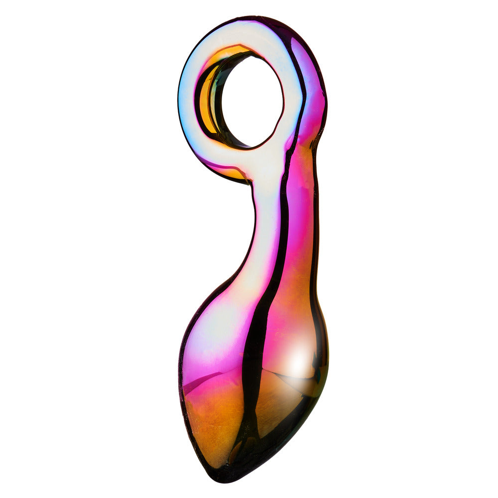 glamour glass butt plug with a chunky ring, offering a sparkly, luxurious experience