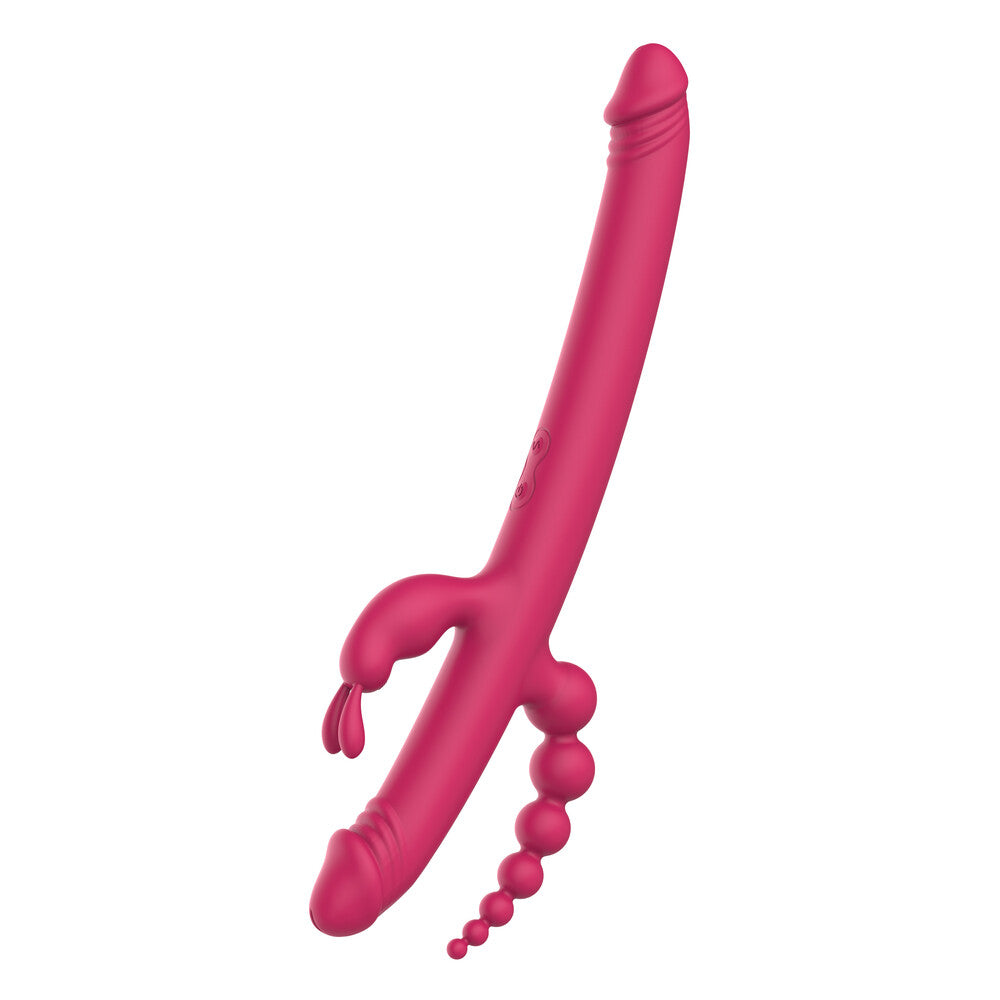 Pink, portable 'essentials anywhere pleasure vibe' vibrator from dream toys, perfect for discreet fun.