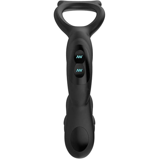 Nexus Simul8 dual prostate and perineum toy in black, a cock and ball massager.