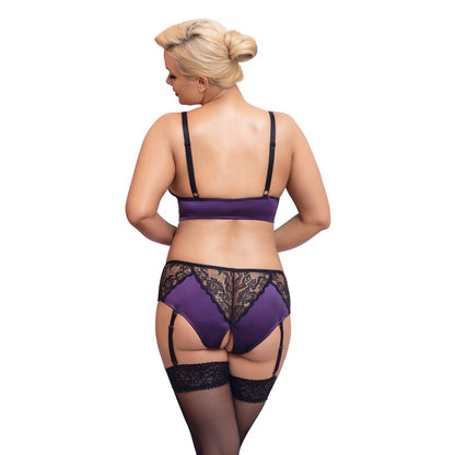 Plus size black bralette and suspender set from Cottelli Curves, a seductive lingerie look.