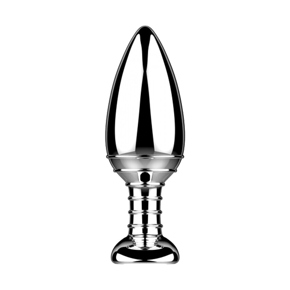 Nexus cestos butt plug, silver aluminium with a sleek, remote control for pleasure.