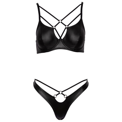 Cottelli matte black bra set, a stylish and sultry lingerie ensemble featuring soft cups.