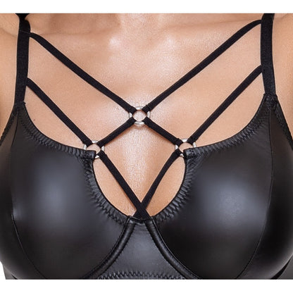 Cottelli matte black bra set, a stylish lingerie choice, from the Cottelli Collection.