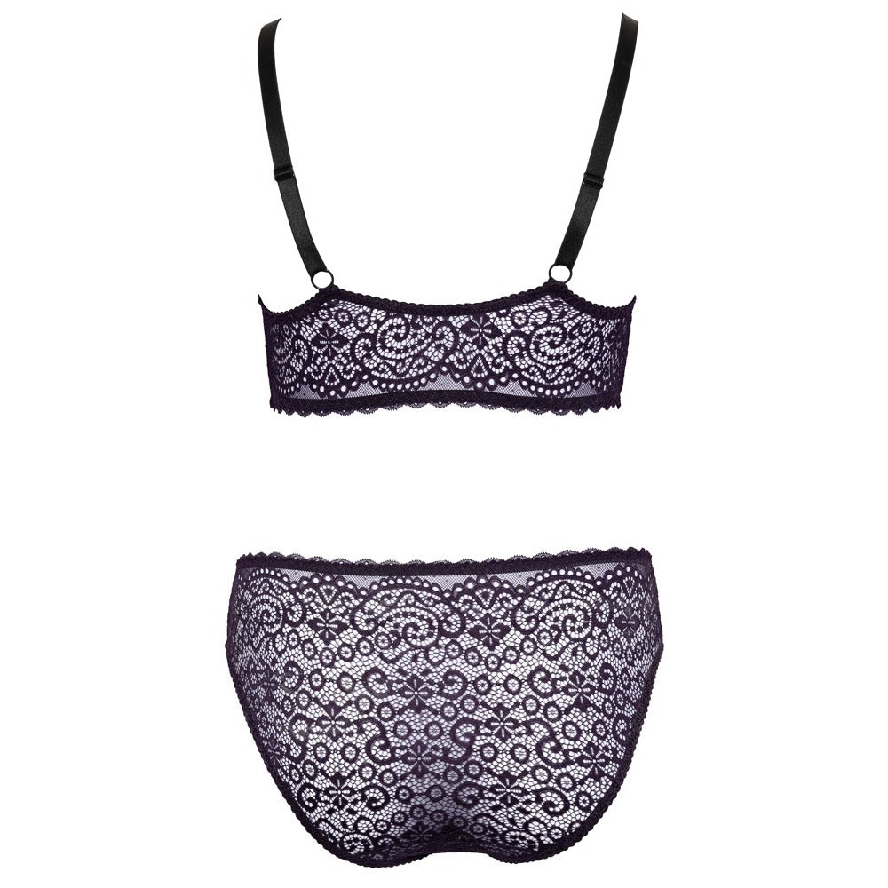 Cottelli Curves plus size lingerie set, delicate lace bralette and briefs in a light colour.