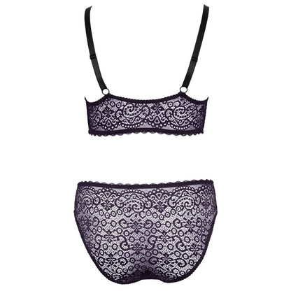 Cottelli Curves plus size lingerie set, delicate lace bralette and briefs in a light colour.
