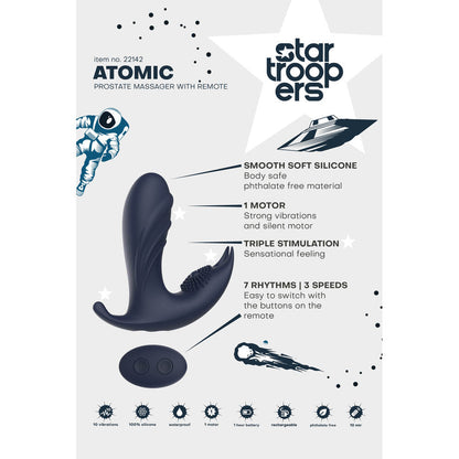 Dream Toys startroopers atomic prostate massager, a smooth, silver coloured personal pleasure device.