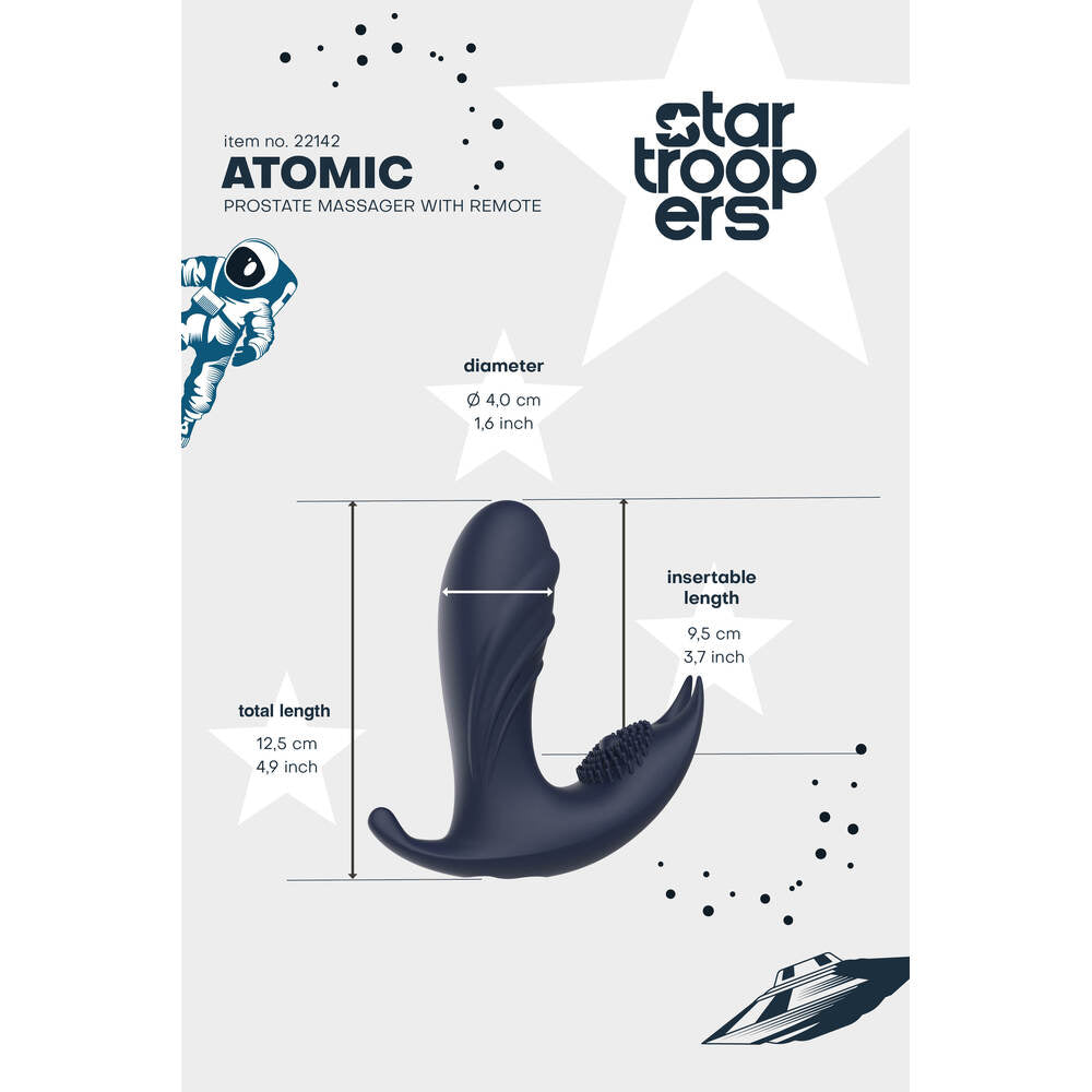 Dream Toys startroopers atomic prostate massager in grey, featuring a curved design for enhanced pleasure.