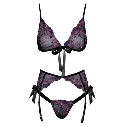 Kissable embroidered floral bra set, delicate flowers on a pretty, supportive lingerie set.