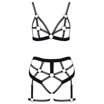cottelli collection bondage bra set featuring adjustable straps, offering a daring, seductive style.