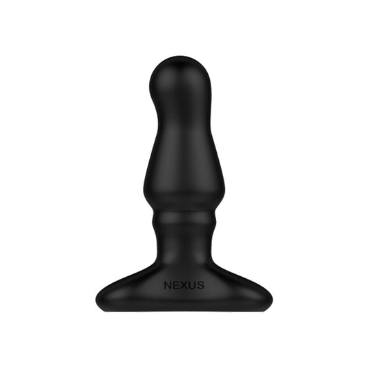 Nexus bolster prostate plug, inflatable tip for targeted anal stimulation, metallic finish.