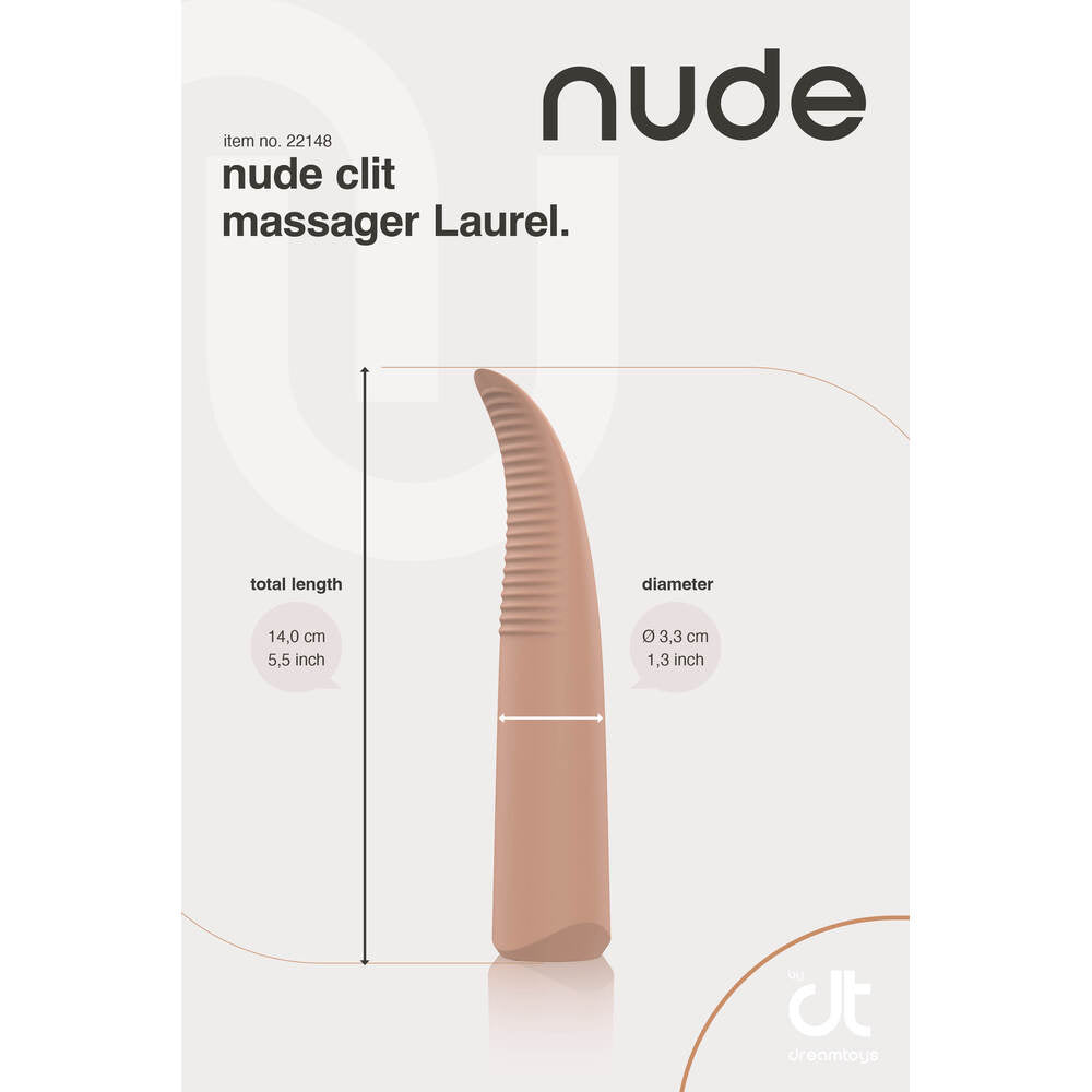 Dream Toys nude laurel mini travel massager, a small, skin-toned personal vibrator.