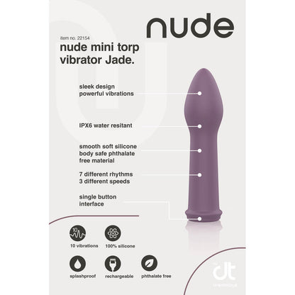 Nude jade mini torp vibrator, a small, smooth pleasure toy for intimate use.