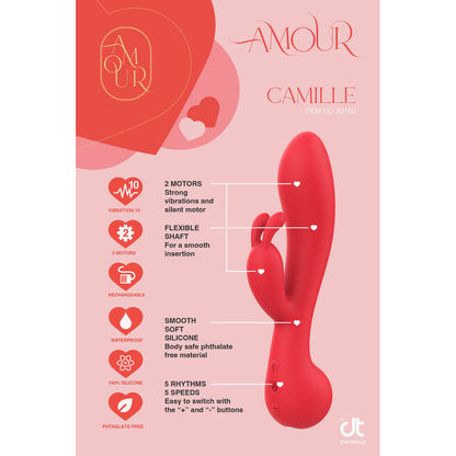 Dream Toys Amour Rabbit Vibe Camille: a white silicone bunny vibrator with textured details.