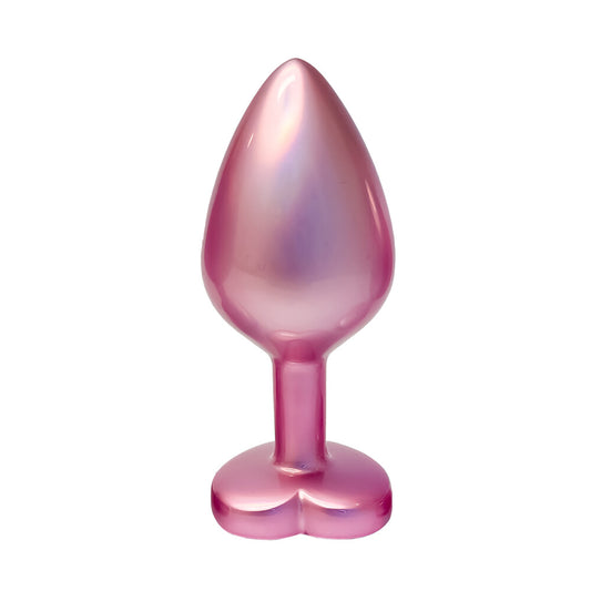 Dream Toys gleaming love pearl pink butt plug, medium size with smooth finish.