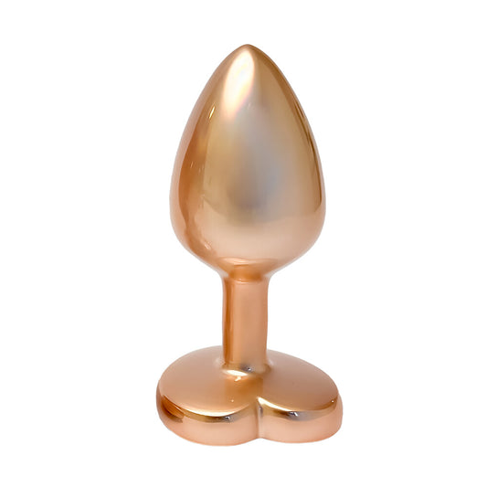 Dream Toys small gold-coloured butt plug with a gleaming pearl jewel base. Shiny finish.
