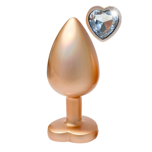 Dream Toys gleaming love pearl gold butt plug, large size jewel anal toy