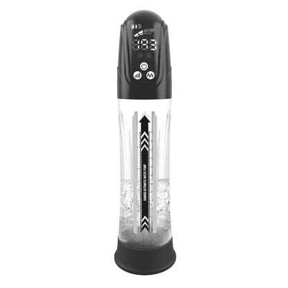 Dream Toys automatic ramrod water pump for penis enlargement, translucent cylinder with hand pump attachment.