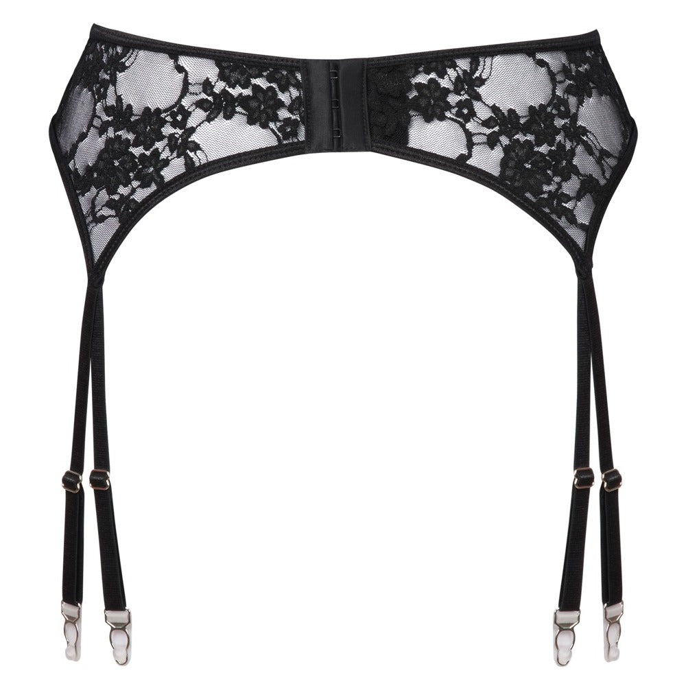 Corsetti Lingerie lace suspender belt in black with delicate detailing for stocking support.