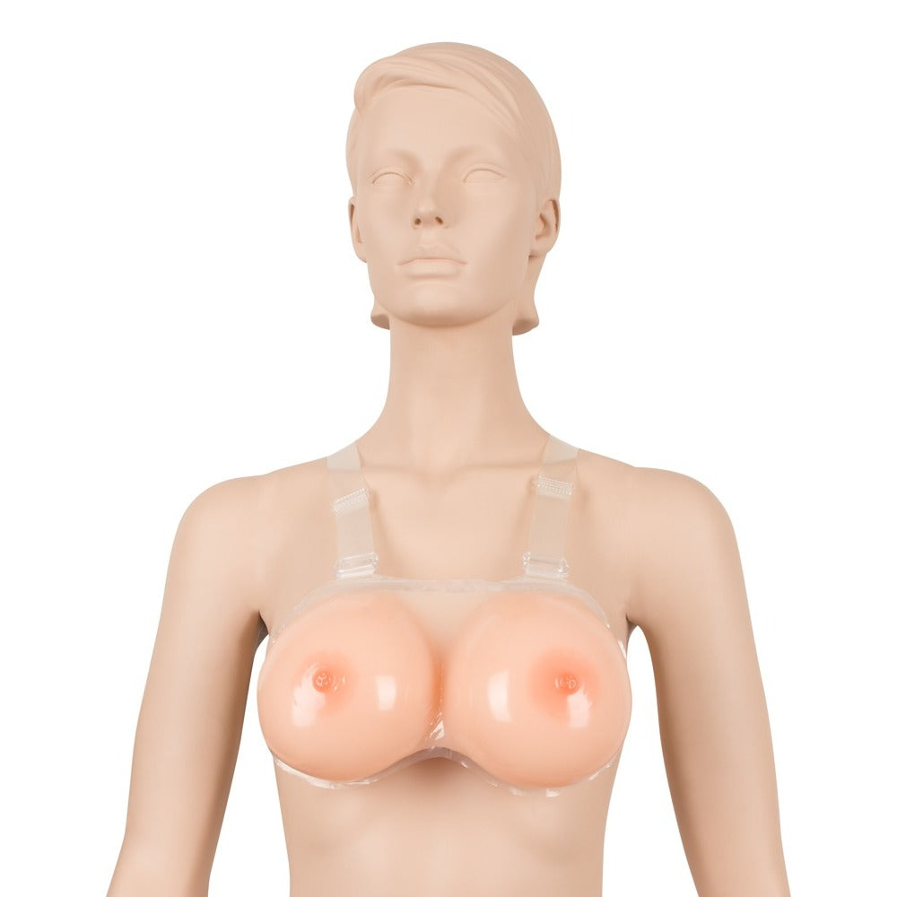 cottelli collection strap-on silicone breasts, approximately 1200g, flesh-toned, for adult fancy dress accessories