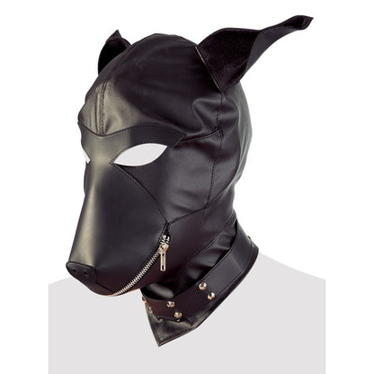 Fetish Collection imitation leather dog mask, black with buckle detailing, kinky fashion accessory
