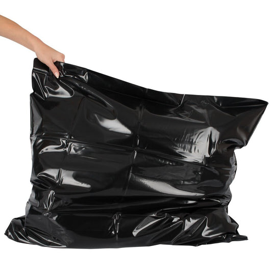 A black pvc pillow pillowcase from you2toys, shiny and smooth, part of the 'orgy' bedding range.