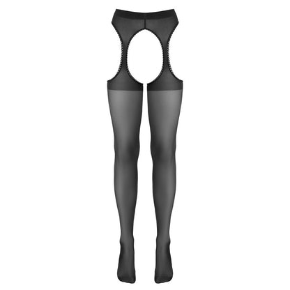 Cottelli Collection suspender stockings: silky black stockings attached to a suspender belt effect.