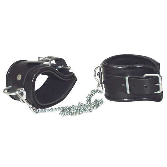 Zado leather ankle restraint with metal chain, for secure and stylish bondage play