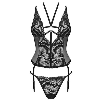 The Alessya corset: a black basque with intricate detailing for a seductive silhouette.