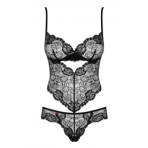 Obsessive Alluria underwired teddy in a deep, seductive colour, showcasing its intricate lace design.