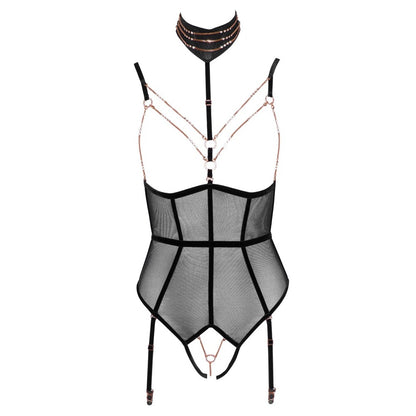 Abierta Fina body with delicate silver chains, perfect for layering or wearing alone.