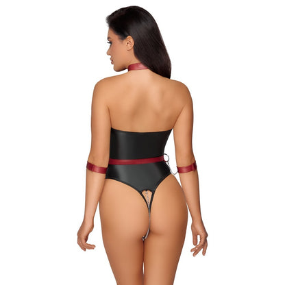 Cottelli Collection bondage body with a dramatic harness detail, basques and corsets style.